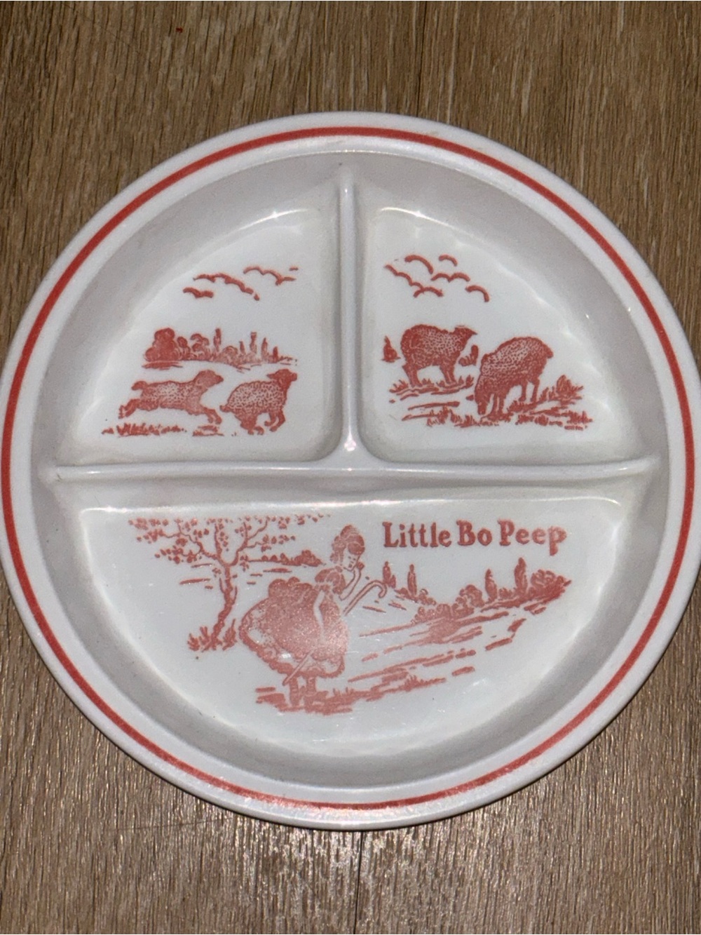 Vintage Vitrock Little Bo Peep Divided Child’s Dish Nursery Rhyme Plate b73